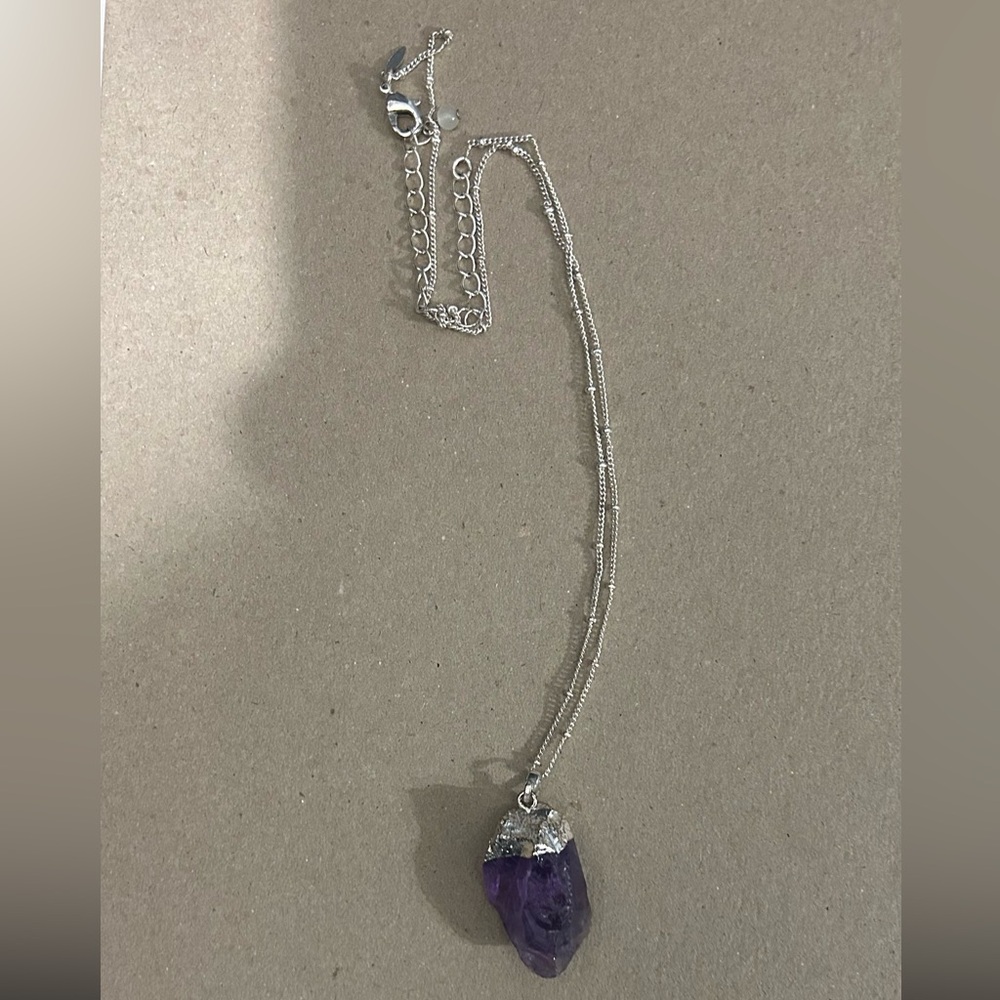 Womens Amethyst crystal gem necklace